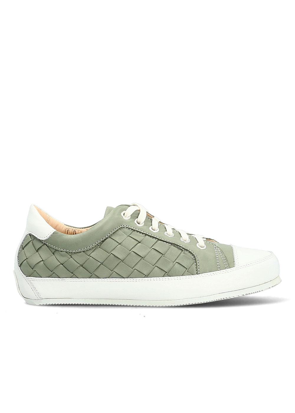 Manfield BASKET ROTONDA TRESSEE CUIR VERT Manfield