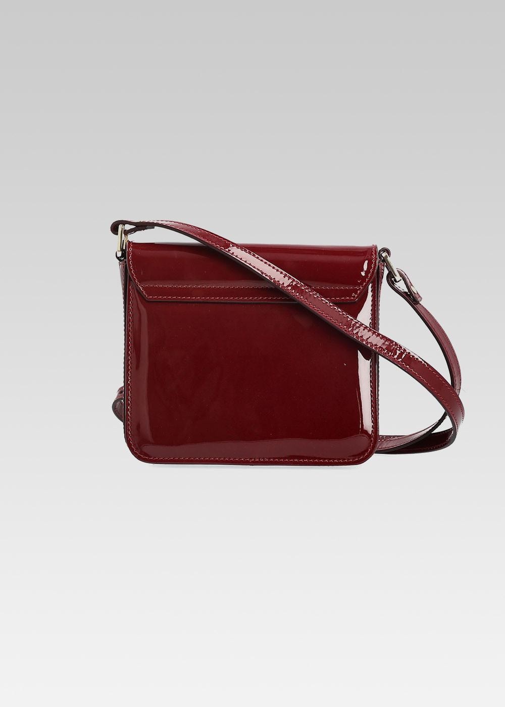 Sac à Main PRÜNE Petit Format - Cuir Vernis Rouge Campari - Très Bon État