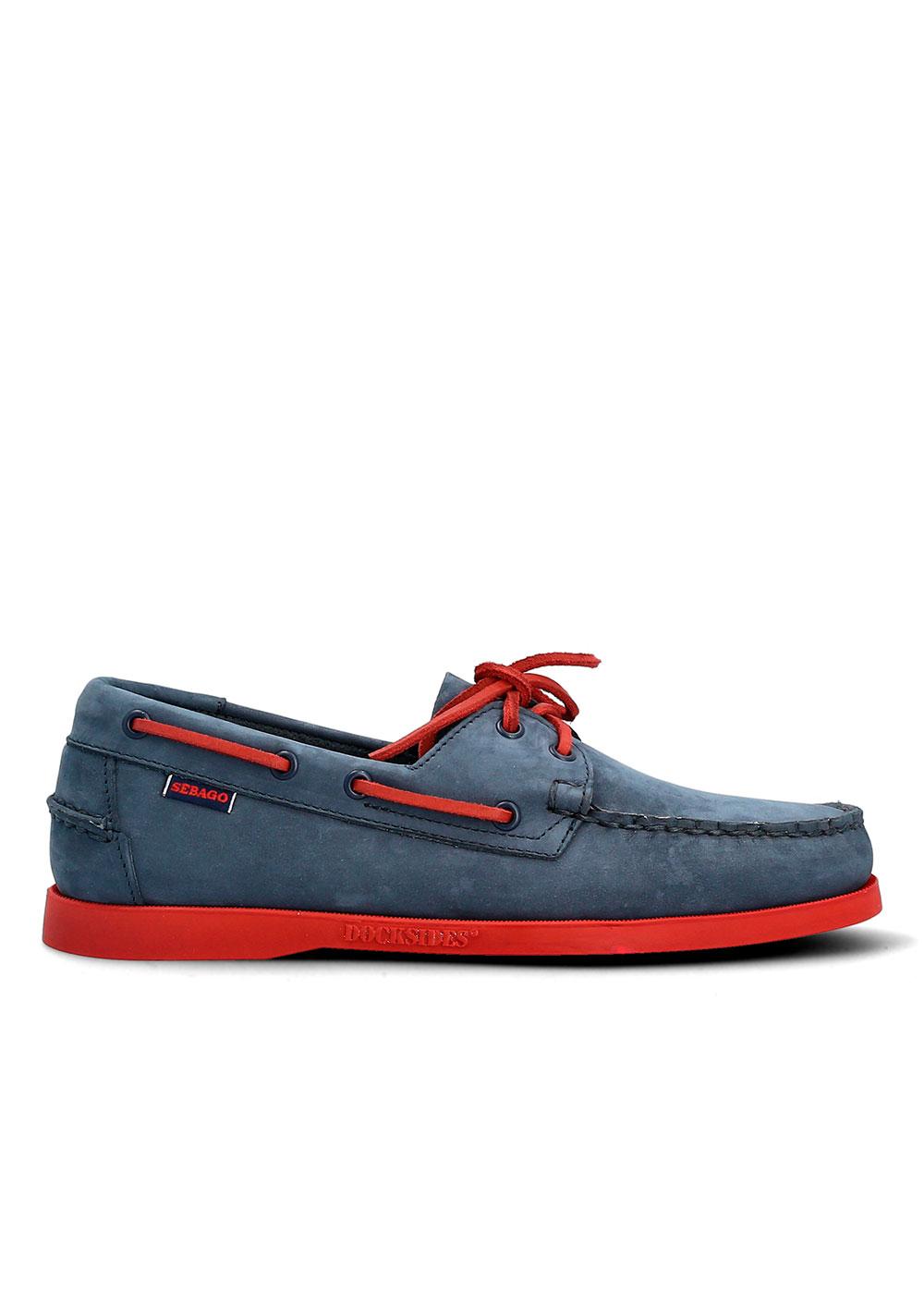 Sebago DOCKSIDE PORTLAND NUBUCK BLUE NAVY RED NAVY Manfield