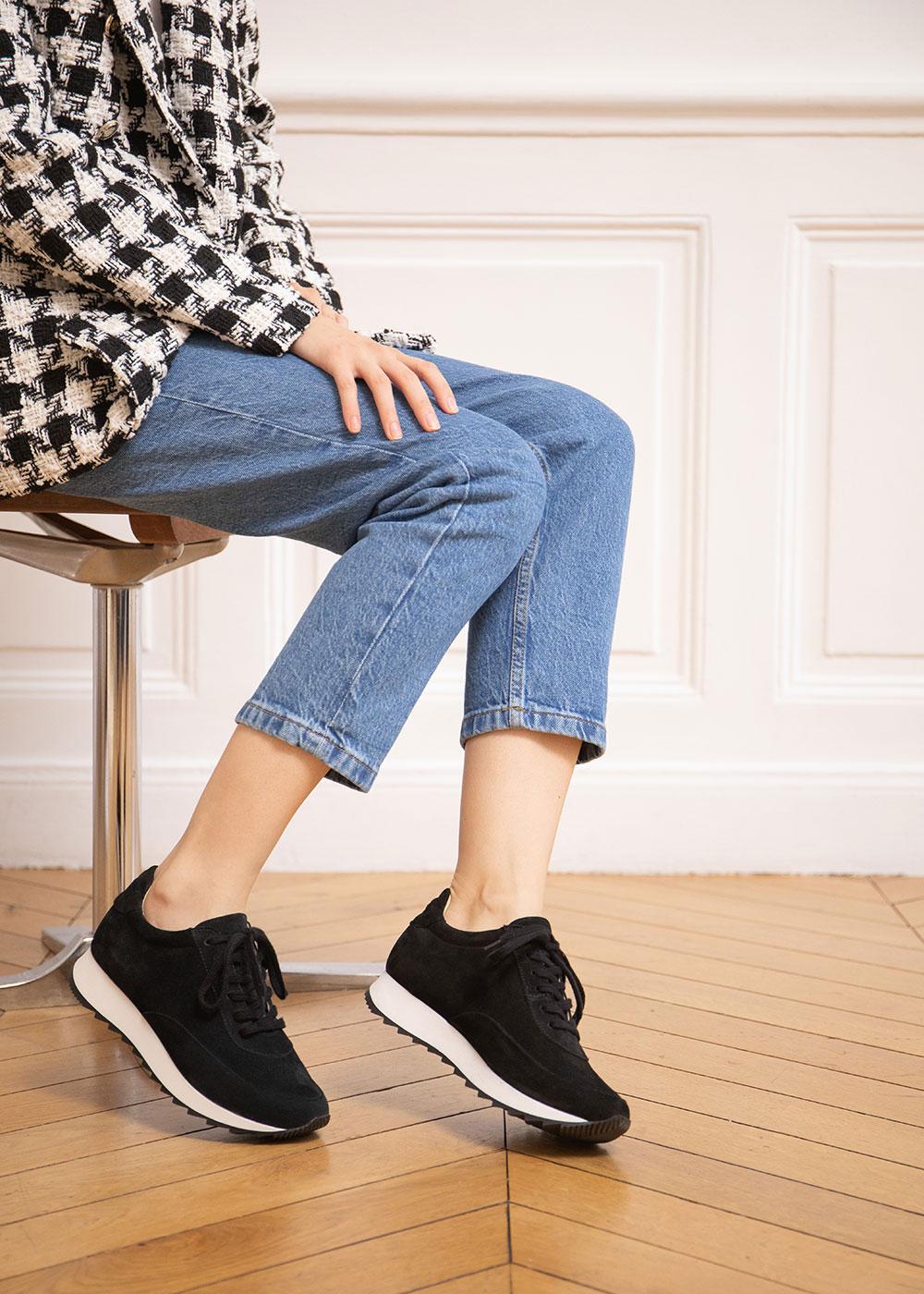 Basket velour noir femme outlet