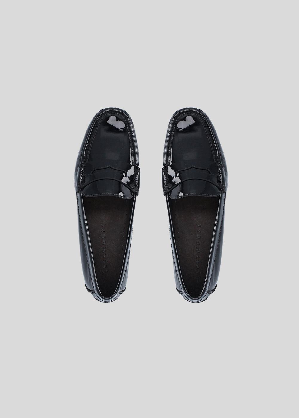 Mocassins Femme Manfield Cuir Noir, Taille 39 1/2, Semelles Vibram
