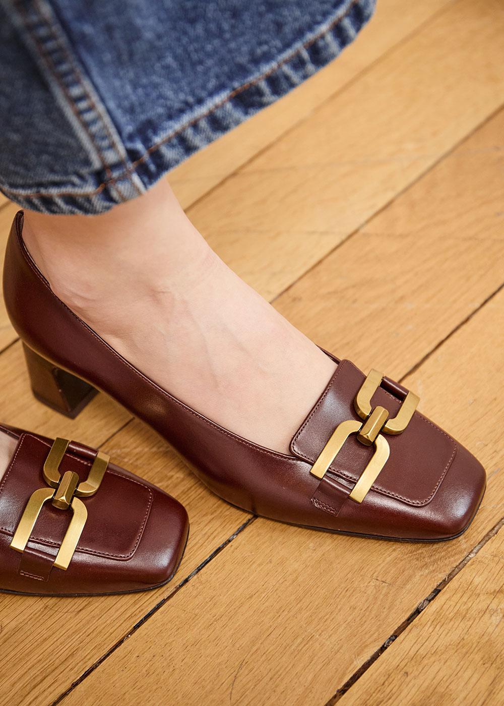 Escarpin cuir marron new arrivals