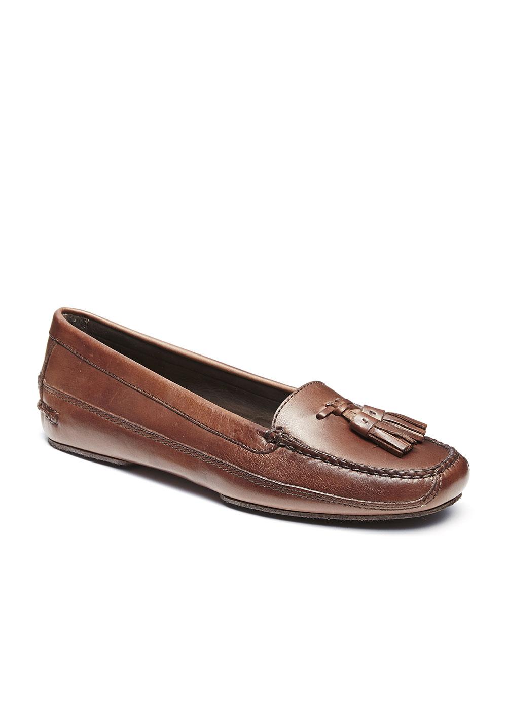 TASSEL SLIPPERS CUIR MARRON