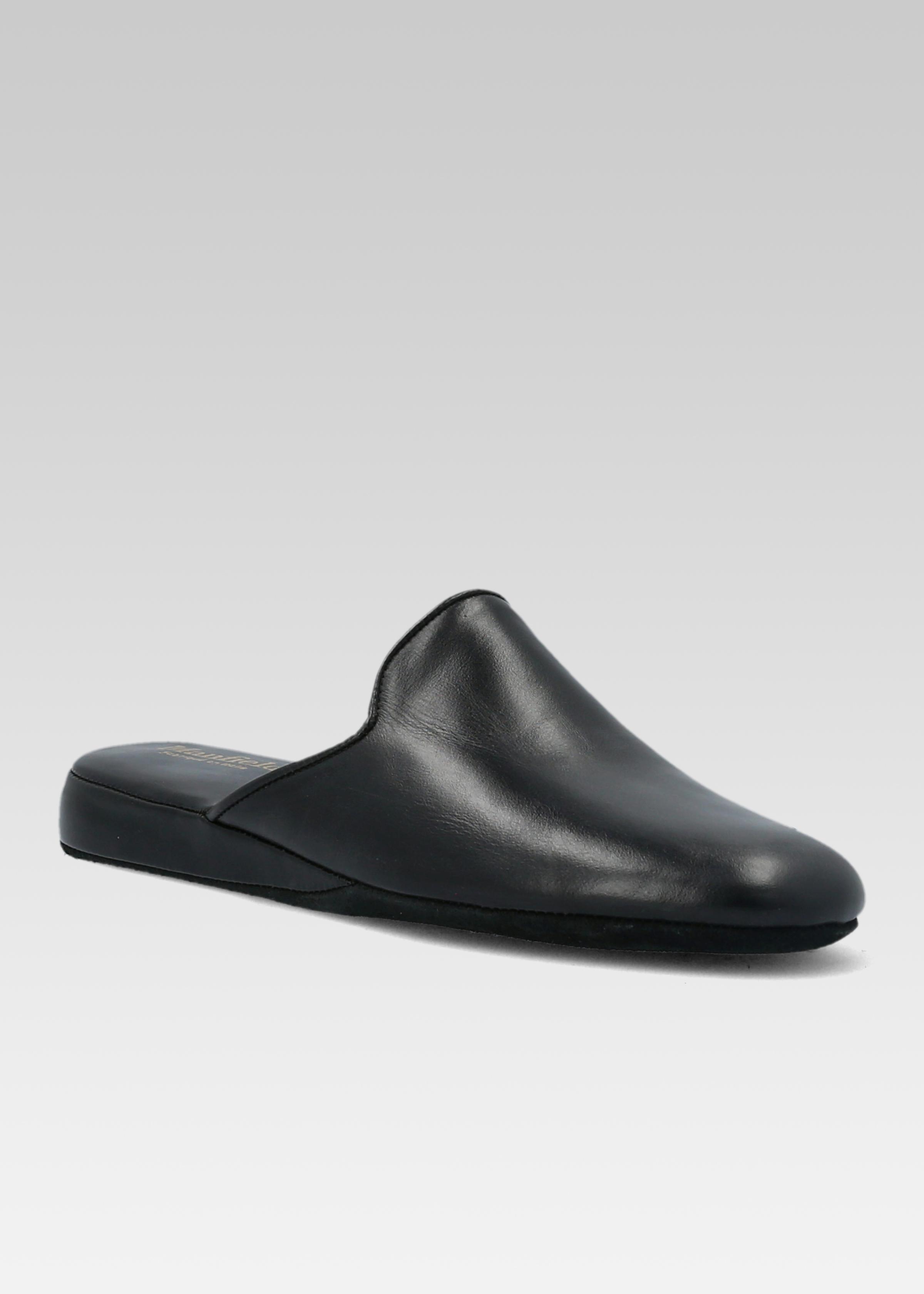 Manfield PANTOUFLE MULE OUVERTE CUIR NOIR Manfield