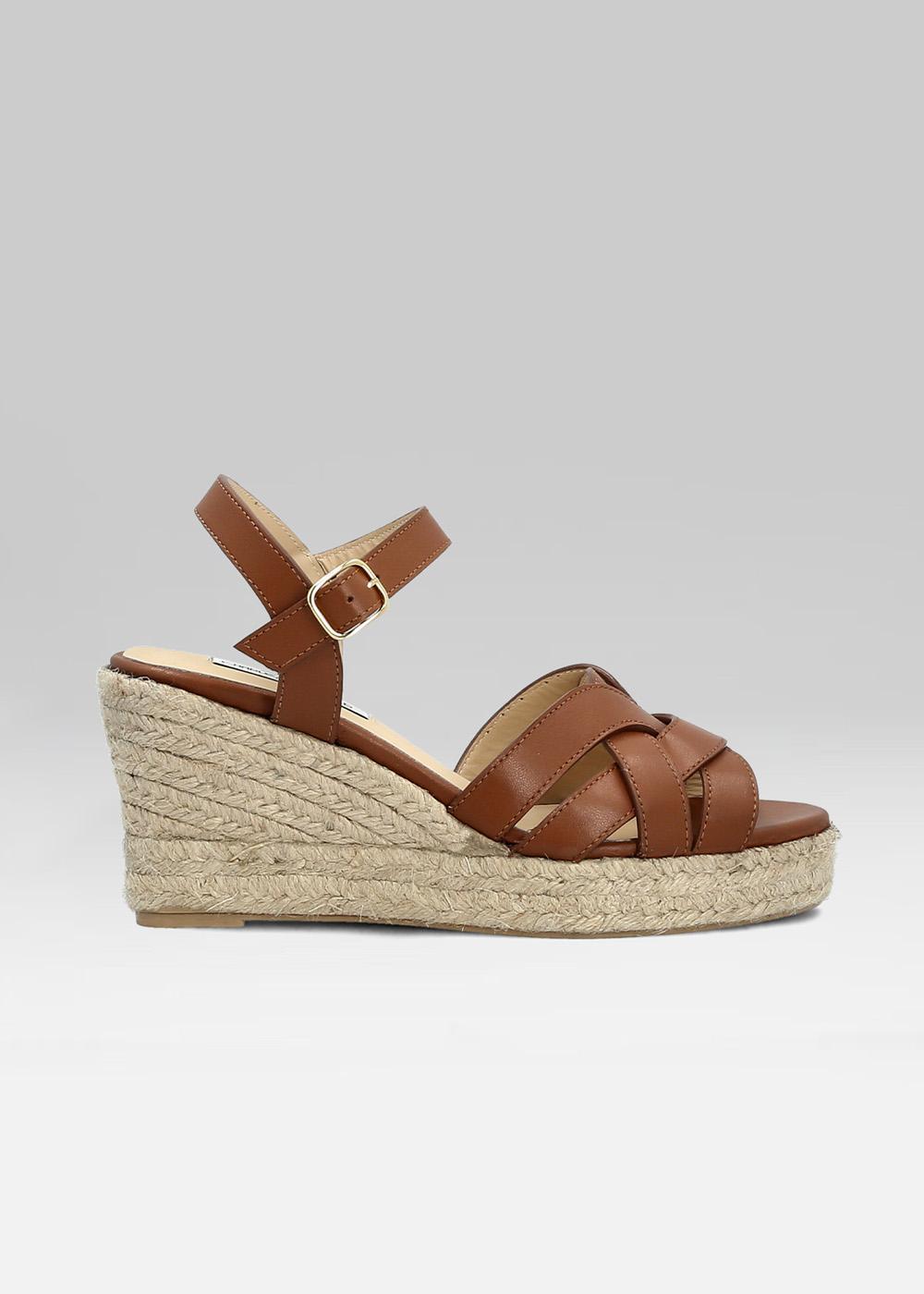 Sandale Talon Compensé Sandales CompensÃ©es Cuir Camel