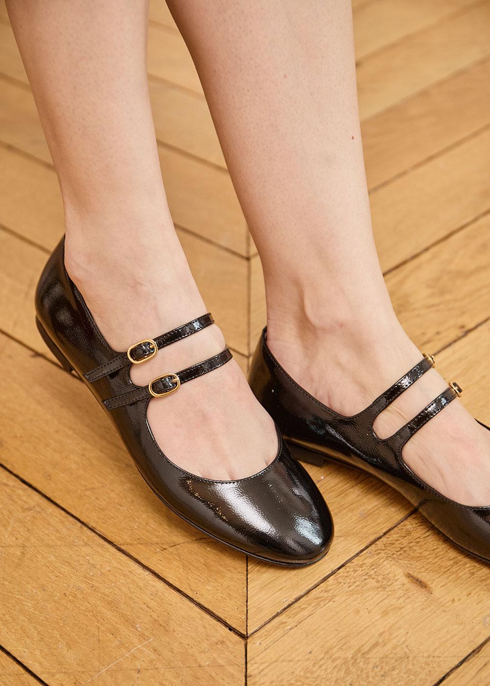 Colisee Paris BALLERINE BABIES BENOITE VERNIS FRIPPE NOIR Manfield