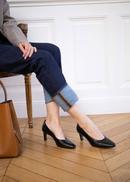 Escarpins MANFIELD En Cuir Noir - Petits Talons Kitten Heel - Pointure 36,5 (FR 37) - Très Bon état